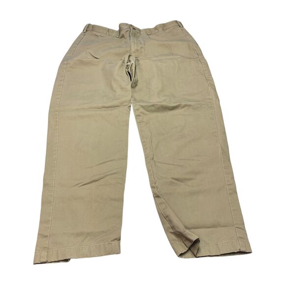 Lands' End Chino Pants 36 Khaki Traditional Fit High-Rise Formal Straight Leg - Picture 1 of 6